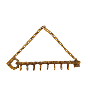 Porte-clés mural en laiton antique avec chaîne décorative, support mural en métal en forme de clé vintage pour clés, bijoux et articles ménagers - Product Image 2
