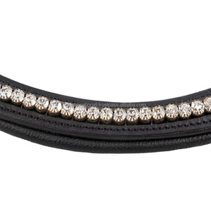 Banda para la frente de caballo de cuero de la mejor calidad, forma de onda, suave, acolchado, elegante, piedras de cristal grandes, banda para la frente ostentosa para caballos - Product Image 3