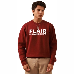 เสื้อสเวตเชิ้ตผู้ชายพรีเมียมสีแดงขายดี ผ้าฝ้าย 100% ทรงเข้ารูป สวมใส่สบาย ลวดลายเรียบๆ ไซส์ใหญ่ - Product Image 1