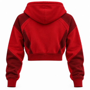 Sudadera Corta de Algodón con Capucha Azul para Mujer, Manga Larga, Estilo Deportivo de Invierno, Bordada, OEM, Tejida, Talla Grande - Product Image 4