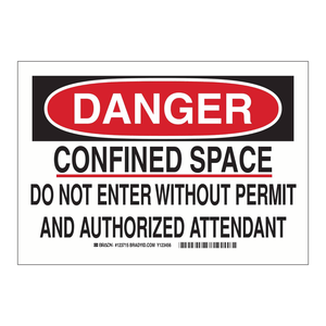 Señal de Advertencia de Entrada a Espacios Confinados Brady Danger, PVC/Aluminio, para Seguridad Industrial en Fábricas - Product Image 2