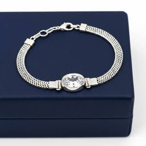 Bracelet à maillons bohèmes fait main en argent plaqué 925 Samrat Jewels pour femme, avec topaze blanche ovale, ajustable, pierre précieuse, cadeau tendance - Product Image 2