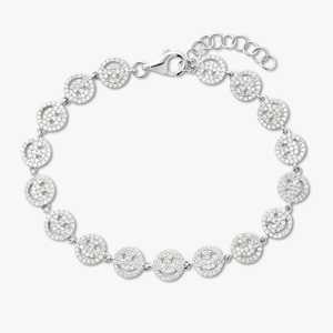 Bracelets Smiley Diamantés en Or Massif 14K 18K, Sertissage Pavé, Diamants Ronds de Laboratoire, Bicolores, Luxe, Réglables 7 pouces, Solitaires, Fermoir Mousqueton - Product Image 5
