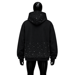 <b>Black</b> Rhinestone Zip Up <b>Hoodie</b> Oversized Streetwear Hooded Sweatshirt Custom Sparkle Full <b>Zipper</b> Fashion Casual <b>Hoodie</b> Styles - Product Image 2