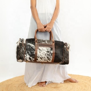 กระเป๋าเดินทางหนังวัววินเทจสำหรับผู้ชายและผู้หญิง - Product Image 2
