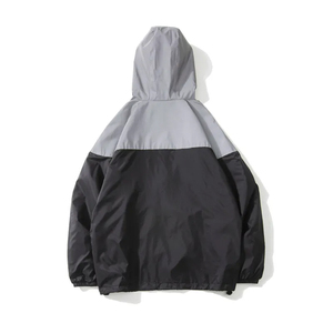Streetwear Fashion Clothing Supplier Low MOQ Two Tone Hooded Windbreaker Custom Logo <b>Print</b> Running Track Jacket Gym Tracksuits - Product Image 2