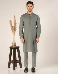 Traje Shalwar Kameez para Hombre, Diseño 2026, Verano, Casual, Algodón, Manga Larga, Patrón Liso, Transpirable, para Uso Diario, Hecho en Fábrica - Product Image 1