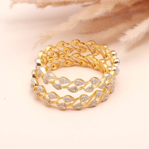 Traditional Indian <b>Kada</b> Bangle 22K Gold Plated CZ American Diamond Ethnic Bridal Festive Jewelry for Women Party Wear Gift - Product Image 2