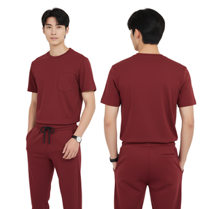 Conjunto de Uniformes Médicos Unisex Profesionales, Camiseta de Manga Corta y Pantalones Jogger, Tela Transpirable de Spandex/Algodón, Uniforme de Hospital de Fábrica - Product Image 1