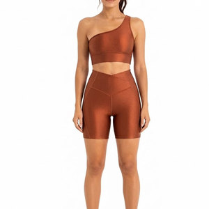 <b>Ladies</b> Yoga Sportswear Set 2 Piece Breathable Stretch <b>Shorts</b> Outfit for Fitness Gym Training Running and Exercise - Product Image 3
