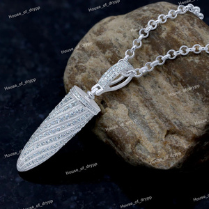 Collar de Hombre con Colgante de Bala Plateada con Incrustaciones de Diamantes Moissanite VVS, Cadena de Cuerda, Estilo Hip Hop de Lujo, Regalo - Product Image 2