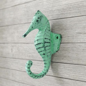 Porte-manteau mural multifonctionnel en fonte motif animalier Hippocampe Vert Vintage Beads Art Ba - Product Image 3