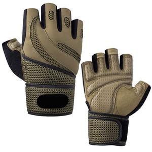 Gants de sport tactiques Qaswa en cuir à demi-doigts, paume en cuir de vachette véritable, respirants, avec fermeture auto-agrippante pour usage intensif - Product Image 5