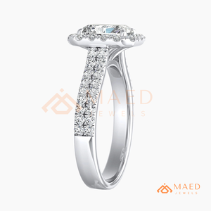 <b>Emerald</b> Cut Moissanite Halo <b>Ring</b> <b>Silver</b> Engagement <b>Ring</b> Women Bridal Anniversary Jewelry Gift USA Elegant Fashion - Product Image 5