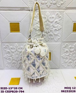 Luxury Handmade Beaded Sequin Potli <b>Bag</b> for Women | Embroidered <b>Drawstring</b> Bucket Purse for Wedding, Party & Bridal Wear - Product Image 5