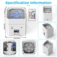 U`King - Juego de 6 Luces LED de 18 W con Batería, RGBWA+UV, Inalámbricas, Recargables, para KTV, Bodas, Fiestas, DJ, Escenarios
