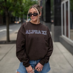 Sweat-shirt à col rond Gamma Phi pour femmes, manches longues, tricoté, 100% coton, polaire, vêtements d'hiver - Product Image 5