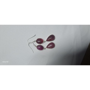 Elegant Chic 925 <b>Sterling</b> <b>Silver</b> Stud <b>Hoop</b> <b>Earrings</b> Stylish Natural Pink Tourmaline Trendy Design 8g India RAMAVATI GEMS - Product Image 1