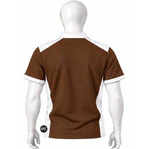 Polo à manches courtes pour homme, couleur marron et blanc, style décontracté, tissu tissé, qualité supérieure et tendance - Product Image 4