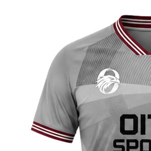 Maillot de football gris pour homme, manches courtes, léger, respirant, uniforme sportif, vêtements de sport pour l'entraînement et la compétition - Product Image 4