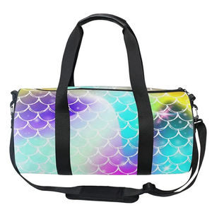 Mermaid Scale Print Duffel <b>Bag</b> <b>Large</b> Capacity Polyester Sport Fitness Travel Gym <b>Bag</b> with Zipper Closure and Black Handles - Product Image 6