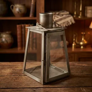 ARTISAN DESIGN Metal Glass Candle <b>Lantern</b> Decorative <b>Hurricane</b> <b>Lantern</b> Tabletop <b>Lantern</b> for Home Wedding Christmas Ramadan - Product Image 4
