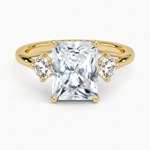Anillo de Compromiso de Lujo con Tres Diamantes Cultivados en Laboratorio, Corte Radiante, para Mujer, Oro Amarillo, Rosa y Blanco de 14K y 18K, para Uso Diario - Product Image 1