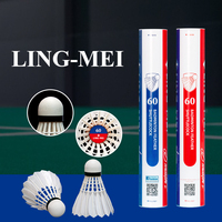 LING-MEI 60 Volantes de Bádminton de Plumas de Ganso para Torneos y Entrenamiento