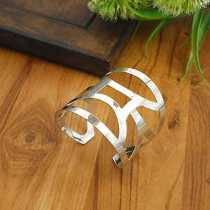 Stainless Steel Wide Cuff <b>Bangle</b> <b>Bracelet</b> for Women | Gold Silver Geometric Open Cuff | Fashion Jewelry OEM ODM Manufacturer - Product Image 2