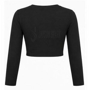 Factory Made New Design Long Sleeve Yoga <b>Tops</b> Custom Logo Front Premium Quality Casual Wear Solid Color Women <b>Top</b> - Product Image 5