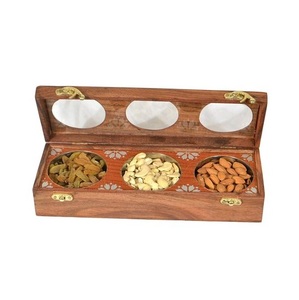 Traditional Wooden Spice <b>Box</b> with Lid Handmade Storage Organizer for Kitchen Masala <b>Herbs</b> Tea Coffee and Condiments - Product Image 1