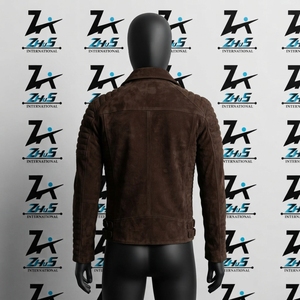 Wholesale Rate Biker Motorcycle Slim Fit Brown <b>Suede</b> Leather <b>Jacket</b> Vintage Winter Outerwear Trendy Leather <b>Suede</b> <b>Jackets</b> - Product Image 2