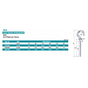 Factory Direct Steel Cup <b>Hook</b> with Washer for utility hanging - Product Image 2