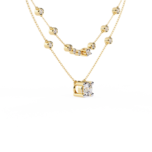Collar de Joyería de Oro Amarillo de 10k, 14k y 18k con Diamantes en Capas, con un Brillante Colgante Solitario de Corte Redondo y Cadena con Engaste de Bisel - Product Image 2