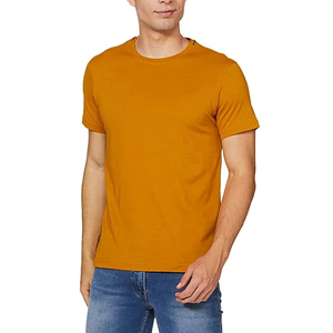 Men Mustard Orange Plain T Shirt Classic Casual Crew Neck <b>Short</b> <b>Sleeve</b> Lightweight Summer Everyday Wear Soft Comfort Fit Tee - Product Image 1