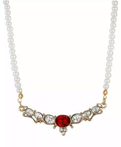 Collana con Perle Finte e Cristalli Rossi in Vetro |   2028 - Product Image 1