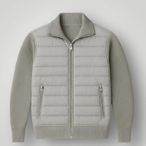 Veste matelassée à capuche en polaire solide pour homme avec fermeture éclair, coupe-vent, manteau d'hiver, coupe régulière, col montant - Product Image 2