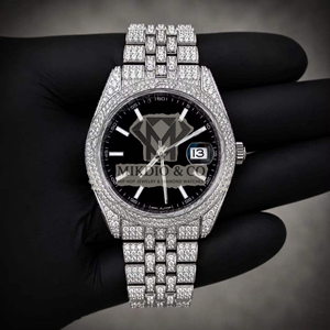 Custom Luxury Square Alloy Steel Quartz <b>Watches</b> with Sparkling Full Diamond and VVS Moissanite <b>for</b> <b>Men</b> From Indian Supplier - Product Image 2