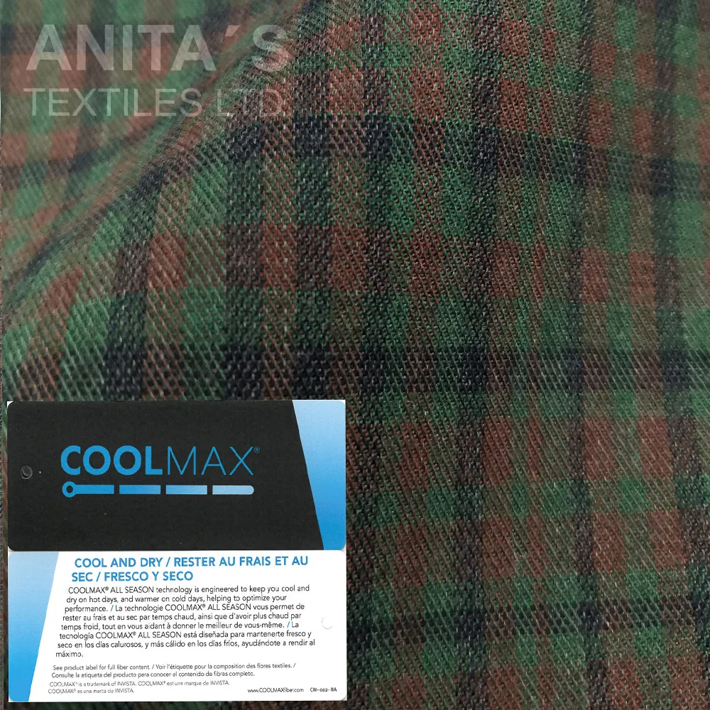 Stock prêt Coolmax toutes saisons tissu de flanelle coton polyester fil teint 2x2 S sergé tissé tissu mèche pour l'automne hiver