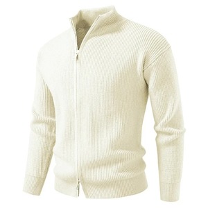 Cardigan en maille unie pour homme, coupe ajustée, col montant, style décontracté, nouvelle collection automne-hiver, version coréenne - Product Image 2