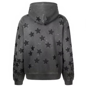 Sweat-shirt à capuche pour homme, gris foncé, imprimé étoiles, coupe classique, coton FRENCH TERRY, décontracté, pour l'automne - Product Image 5