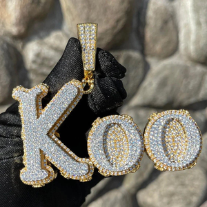 D'VINS JEWELS 14K Solid <b>Gold</b> Brilliant Cut Diamond Custom Letter Charm Pendant Hip Hop Style Unisex IGI Certified Everyday Wear - Product Image 3