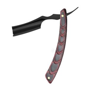Rasoir droit à lame noire, manche rouge Chevron, rasoir manuel, outil de rasage robuste en acier inoxydable, fournitures pour salon de coiffure - Product Image 1