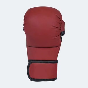 Guantes de MMA Rojos Premium con Acolchado Grueso, Profesionales para Boxeo, Sparring, Entrenamiento, Palma Abierta, Cuero PU, Correa de Muñeca Ajustable - Product Image 3