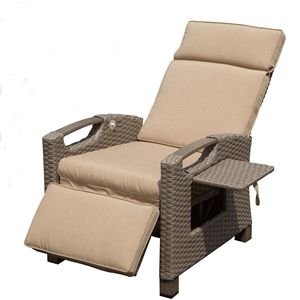 Sedia Reclinabile da Esterno con Tavolino Pieghevole in Vimini Intrecciato a Mano, Schienale Regolabile, Cuscini Spessi 6,8 mm - Product Image 1