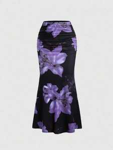 Jupes longues pour femmes, motif floral, jupes maxi sirène florales pour femmes - Product Image 1