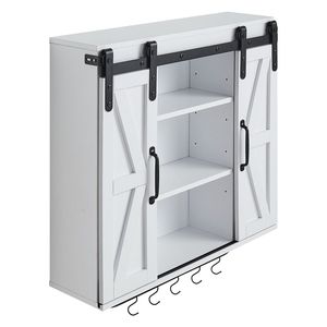 Armadietto a Muro a 2 Ante con Ripiano Regolabile e Organizer Sospeso per Bagno - Product Image 1