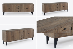 Cómoda Moderna Asuro de Madera Maciza de Teca, Diseño Escandinavo, 9 Cajones, Acabado Natural Ecológico, Calidad Comercial para Dormitorio - Product Image 6