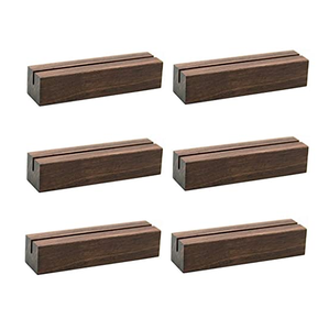 Support de cartes carré moderne en bois d'acacia naturel fait main avec base de présentation pour photos et notes 3x4 pouces pour décoration de table - Product Image 1