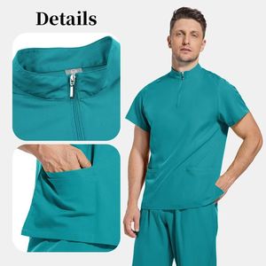 Ensemble de blouses d'infirmière grande taille pour hommes, extensible, avec fermeture éclair, en polyester tissé - Product Image 2